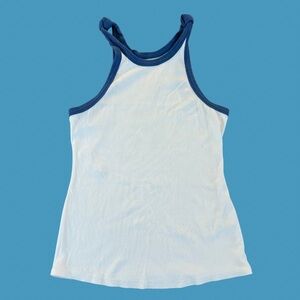 Pilcro White and Blue Fitted Sleeveless Tank Top